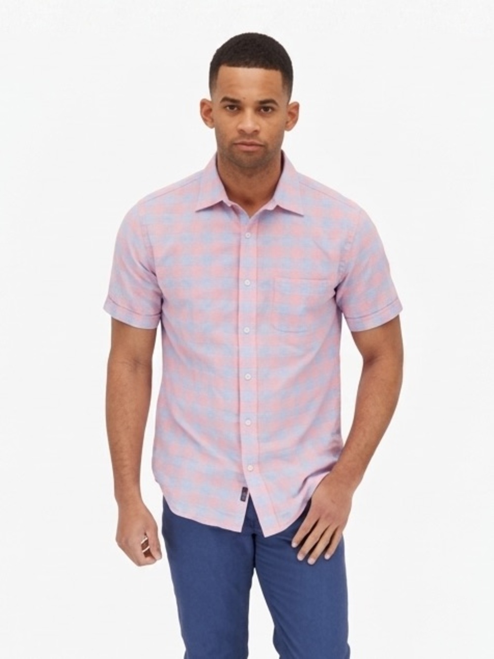FAHERTY Light Pink Buffalo Check Sport Shirt